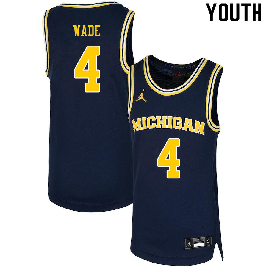 Youth #4 Brandon Wade Michigan Wolverines College Basketball Jerseys Sale-Navy